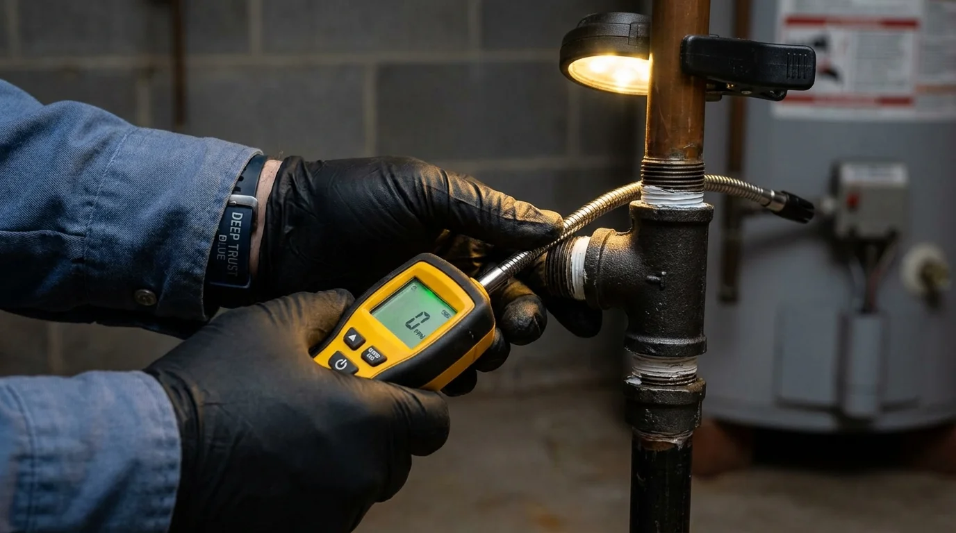 Gas leak detection with electronic sniffer by Johns Plumbing LLC in Judsonia