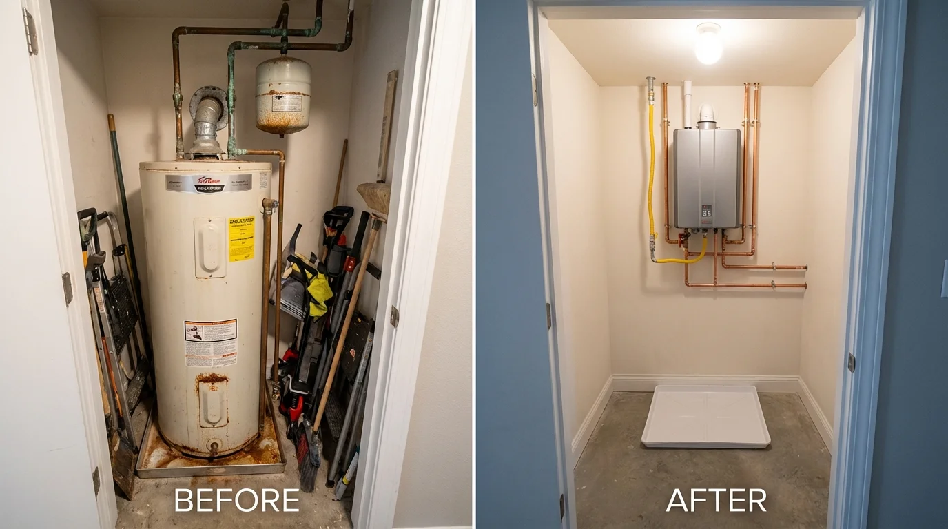Tank water heater versus wall-mounted tankless unit comparison for Judsonia, AR homeowners