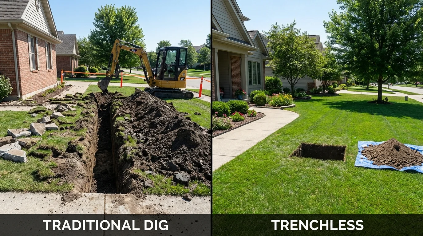 Trenchless sewer repair with minimal yard damage versus traditional excavation in Judsonia, AR